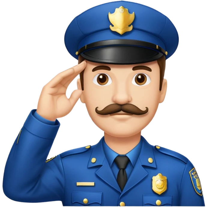 Guy with cop stache saluting  emoji