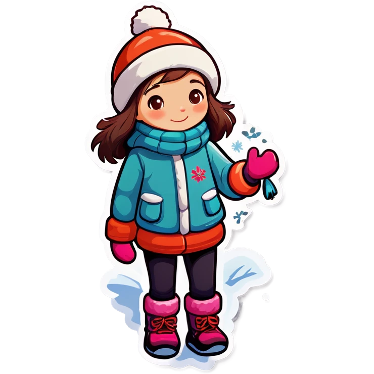 winter girl enjoying nature emoji
