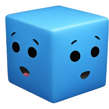 A cute blue cube emoji