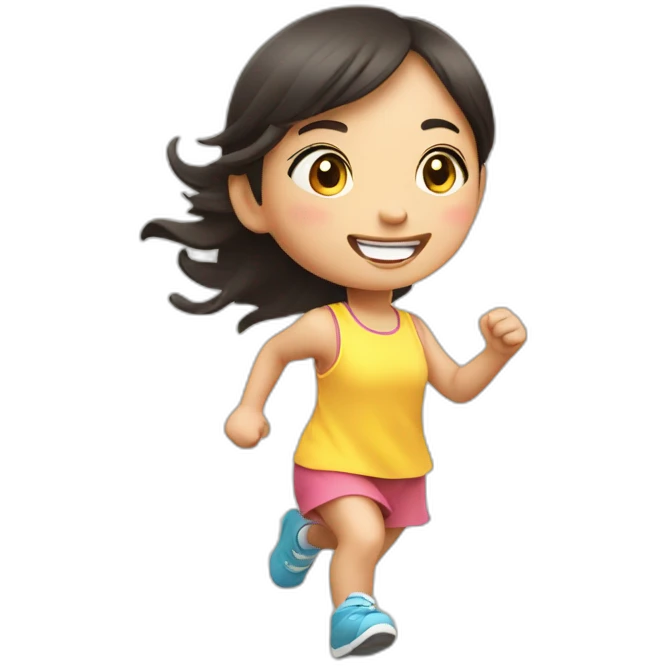 little asian girl running in sunshine emoji