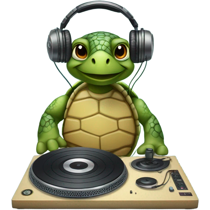 Hipster turtle DJ emoji