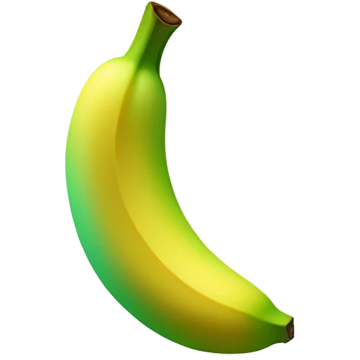 Create a banana emoji with green and yellow transitions, showing growth and progress. Keep the design dynamic with soft shading. emoji