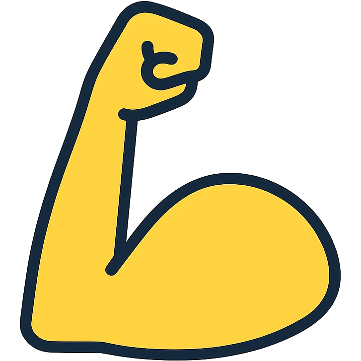 Yellow biceps, color outline icon style, match the reference image. emoji