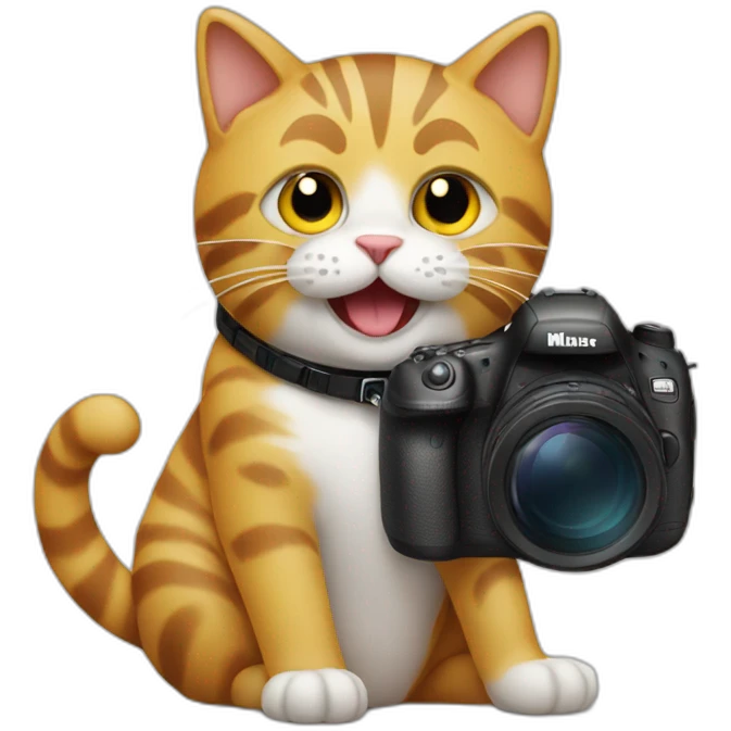 happy Cat Holding big dslr emoji