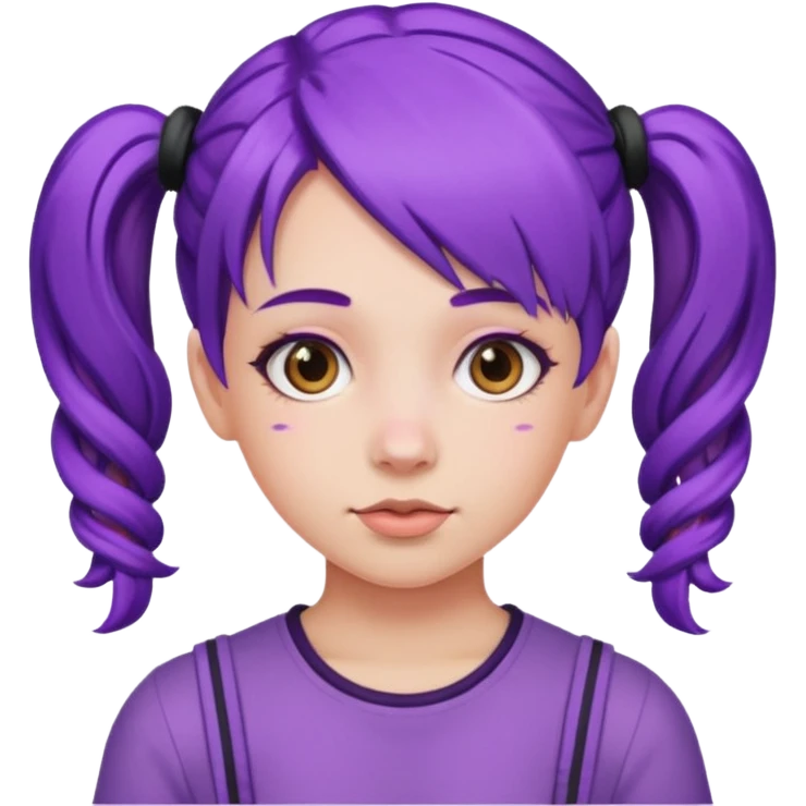 Girl with purple hair with a pigtails emoji