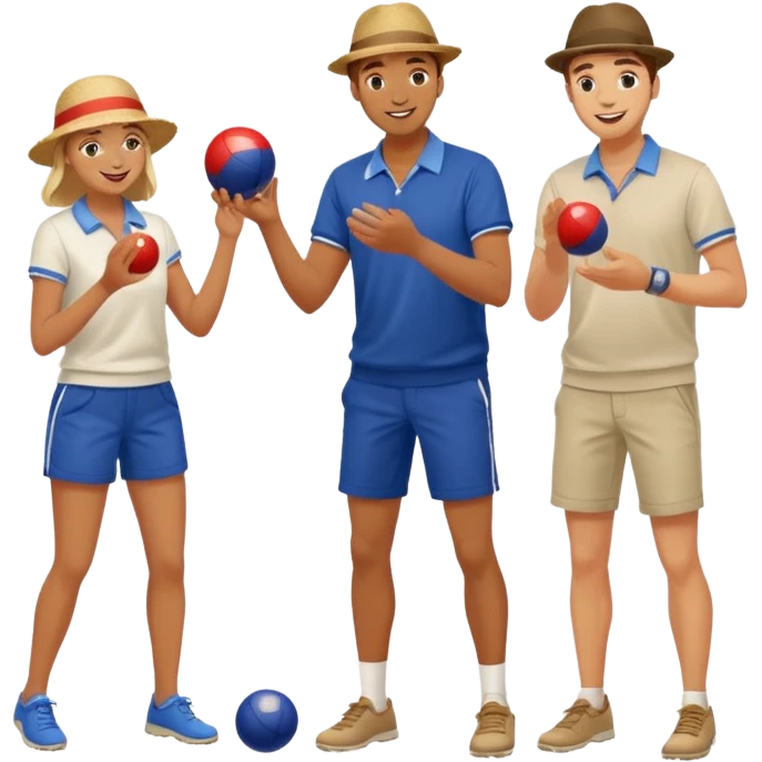 young French guys and girls playing petanque having fun emoji