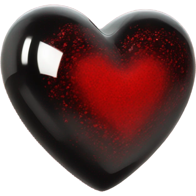 Red black glass heart emoji