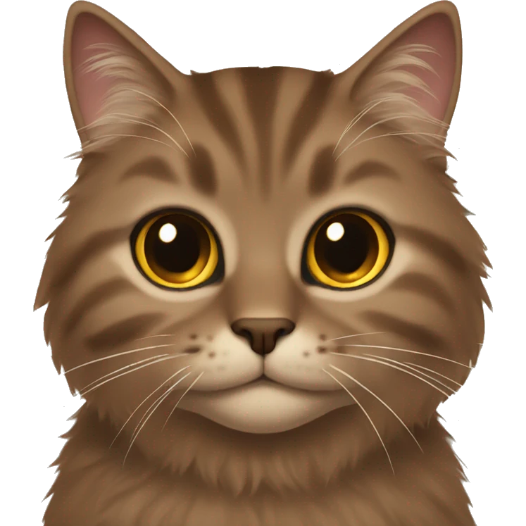 brown fluffy cat brown eyes emoji