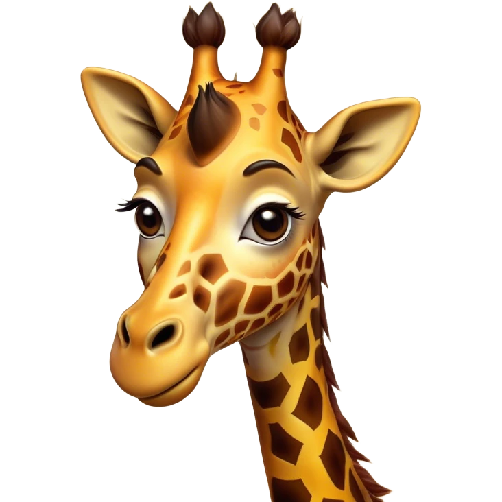 Cinematic Comical Giraffe Portrait Emoji, Head tilted dramatically with an exaggeratedly amused expression, featuring a striking, patterned Fur with playful patches and a long, quirky neck, wide, expressive eyes filled with playful disbelief, Simplified yet hilariously expressive features, highly detailed, glowing with a slightly sassy glow, high shine, dramatic yet playful, stylized with an air of cheeky mischief, bright and endearing, soft glowing outline, capturing the essence of a spirited and over-the-top giraffe, so meme-worthy it feels like it could tower its way into internet fame instantly! emoji
