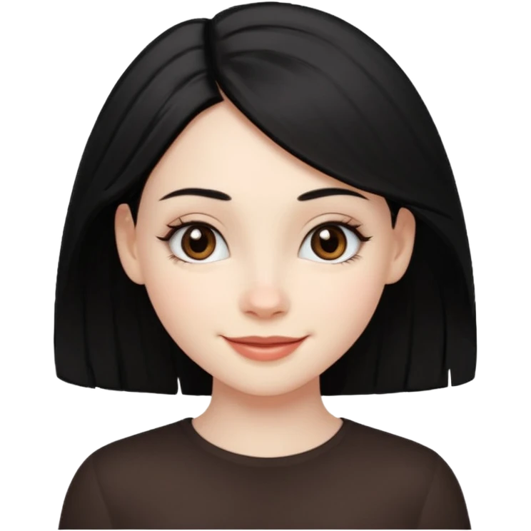 a girl that has black 4c hair textures and pale skin color, It has brown eyes, a nose, lips, and it’s smiling. emoji
