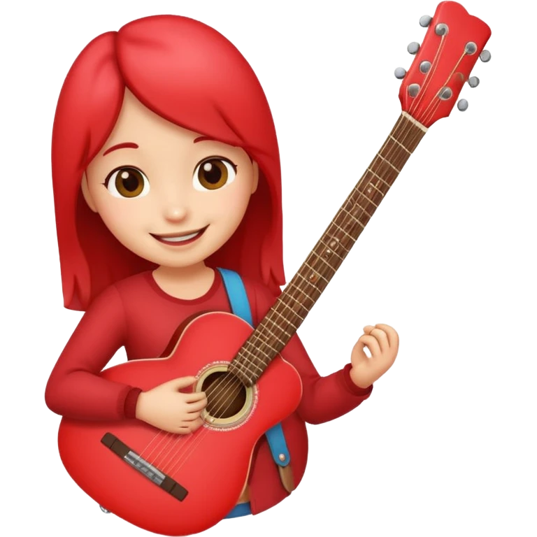 A cute shape Of Heart how is holding a guitar and smile emoji