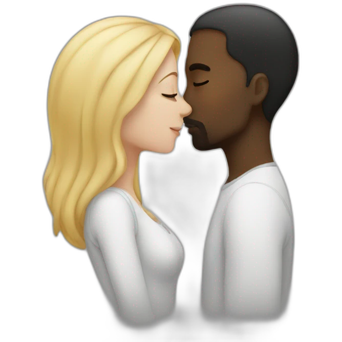 black Man kissing white woman  emoji