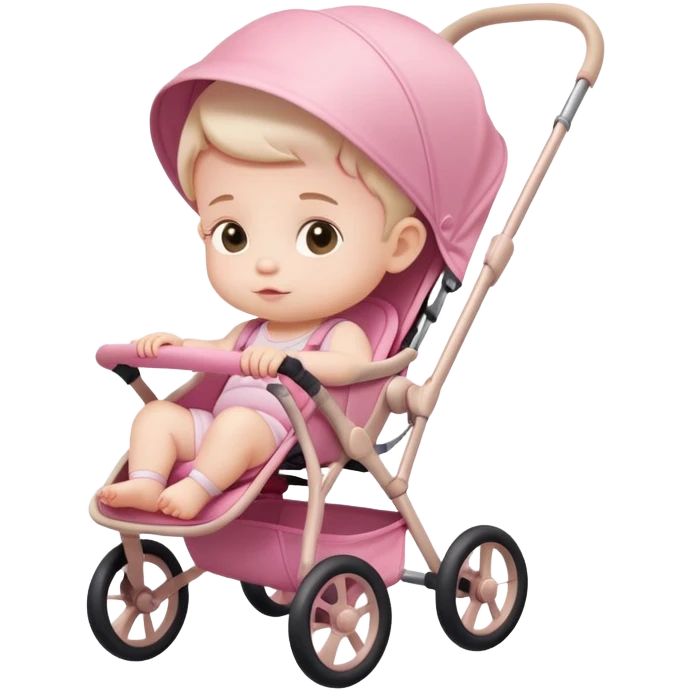 cute baby sitting in a pink gradient and beige stroller emoji