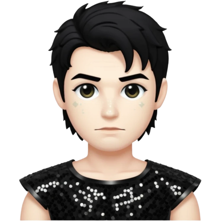 Cronus from Mythology with black hair, black sequin outfit emoji