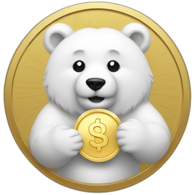 white bear with gold coin in hands emoji