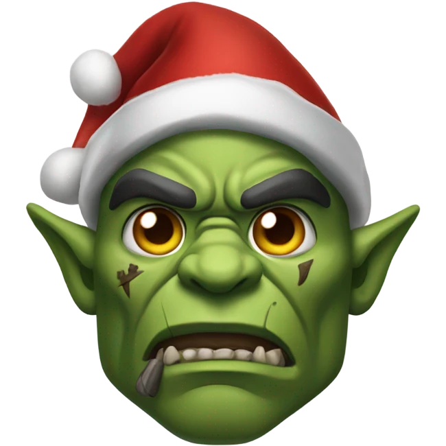 Fierce Orc ranger wearing santa hat emoji