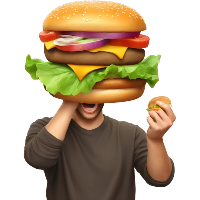 A person eating a burger emoji