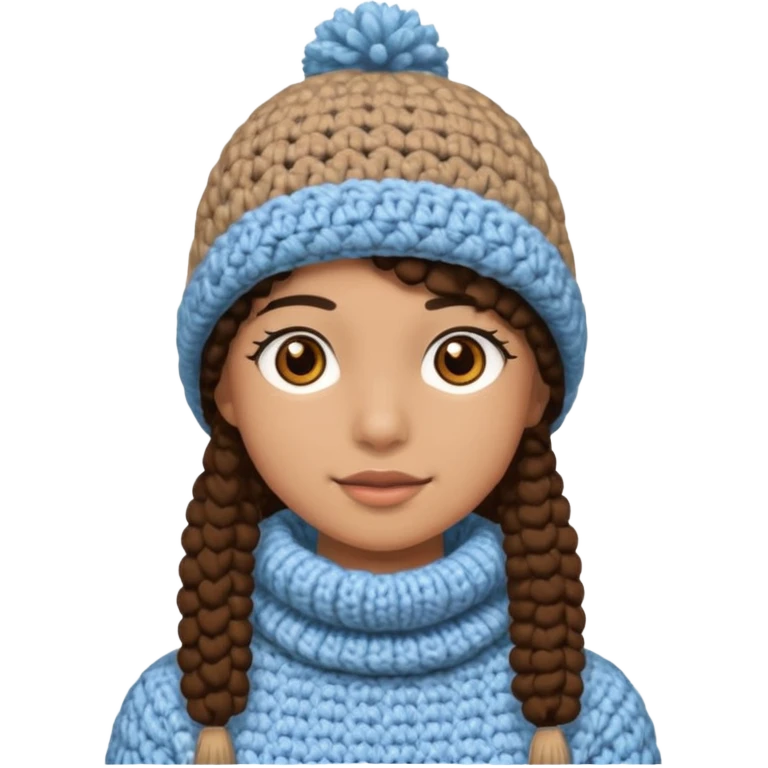 high school student wearing a crochetted winter hat emoji