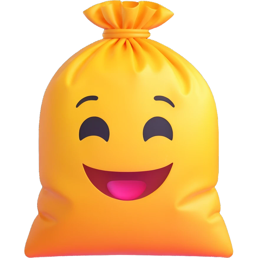 Make the plastic bag more transparent, keeping the 3D iOS emoji style with soft gradients and glossy finish, and remove the background. emoji