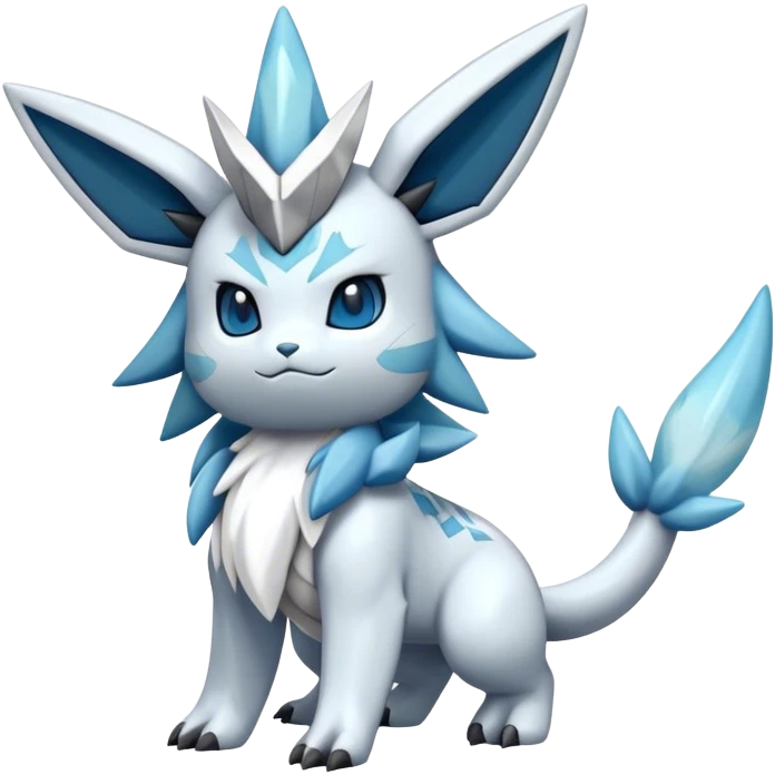 Fluffy cute Kyurem-Glaceon-dialga-hybrid, full body emoji
