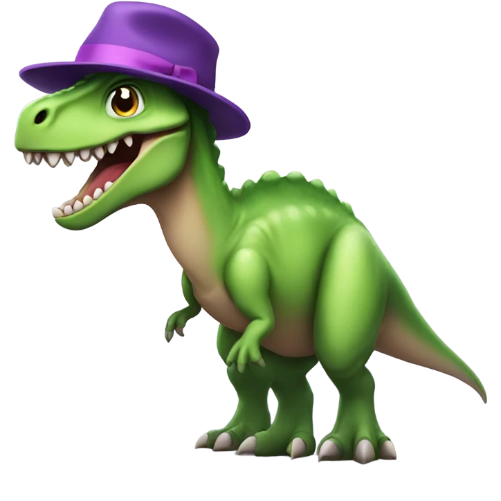 Dinosaur with purple hat emoji