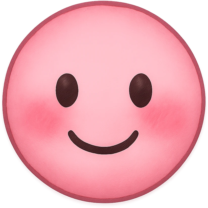 pink face with blushing cheeks emoji, digital illustration emoji