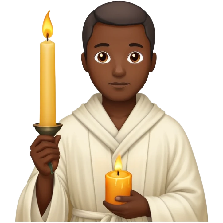 black guy holding a candle in a robe emoji