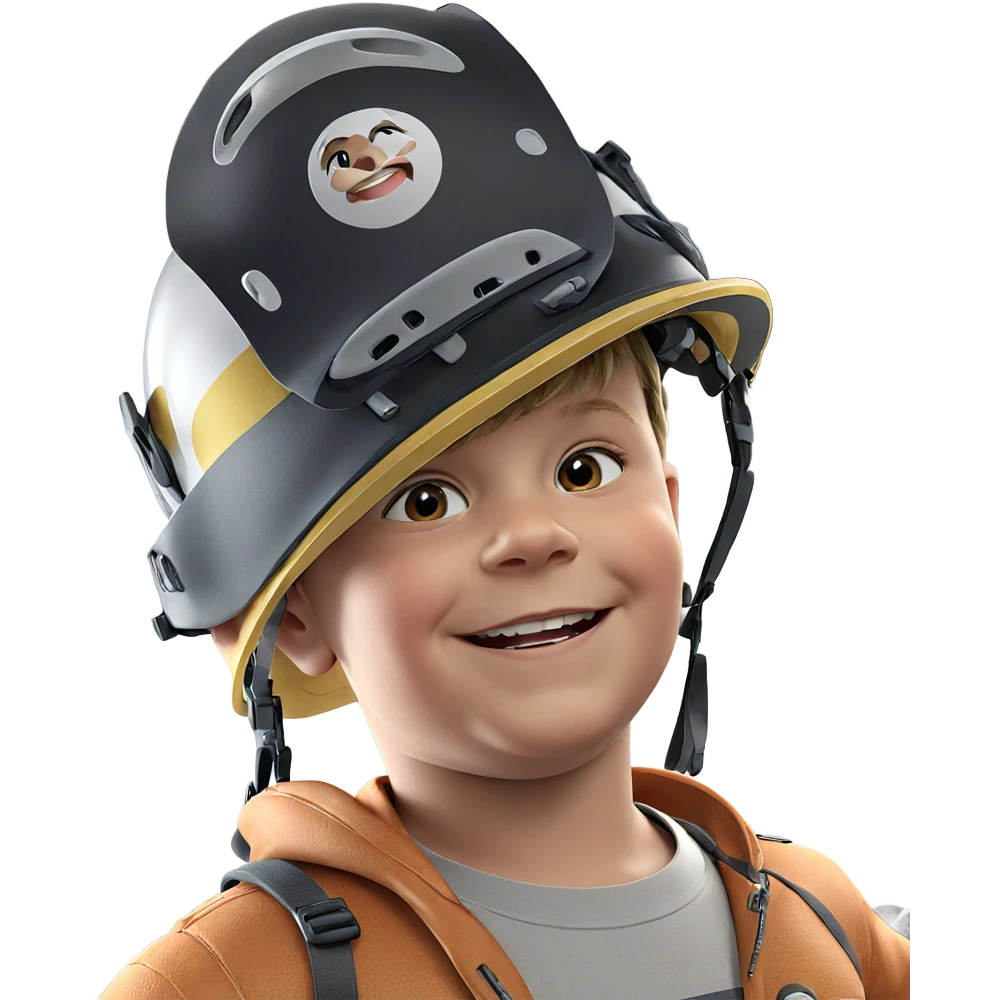 smiling boy in helmet emoji