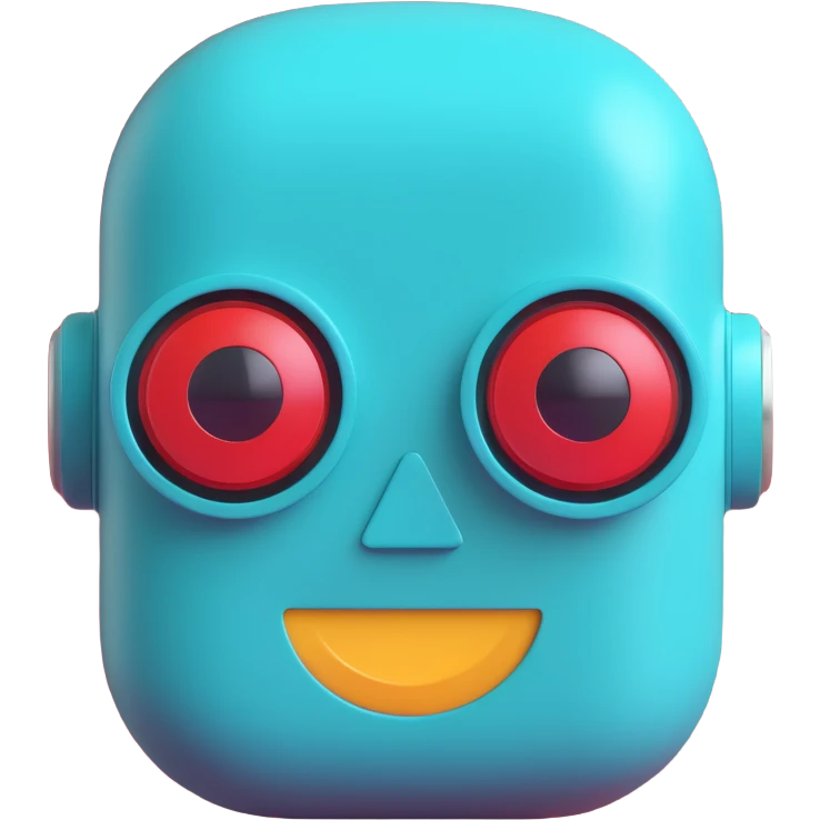 robot head, teal color, futuristic, smooth finish, 3D emoji style emoji