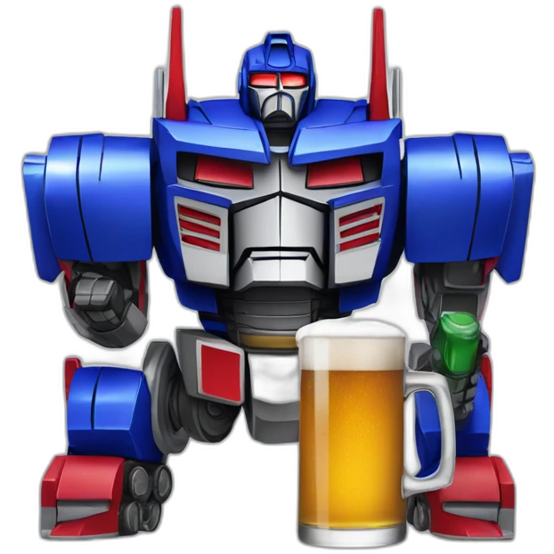 Optimus prime with beer emoji