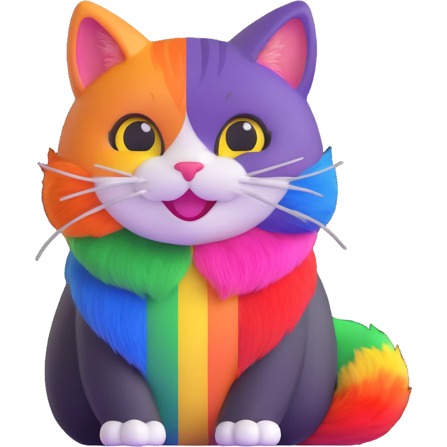 a happy cat with pride flag colors emoji