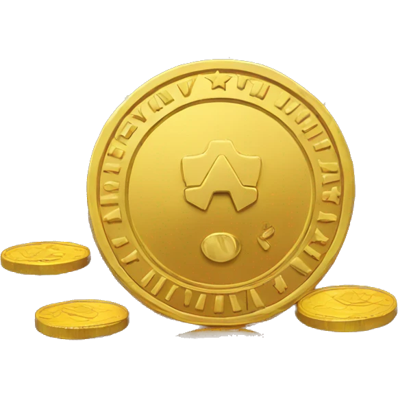 A gold coin with fireworks emoji