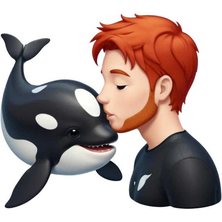 Red head male kissing orca emoji