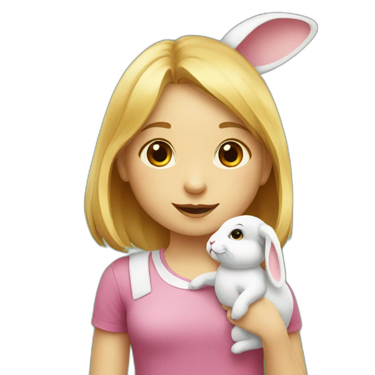 lapin avec une petite fille emoji