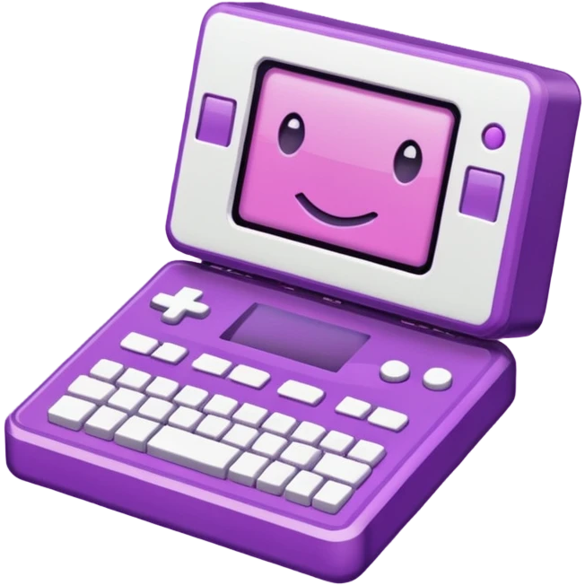 Necesito botones para un reproductor de música, los botones tienen que mezclar un estilo pixel art con vaporwave y usar como coló principal un morado. emoji