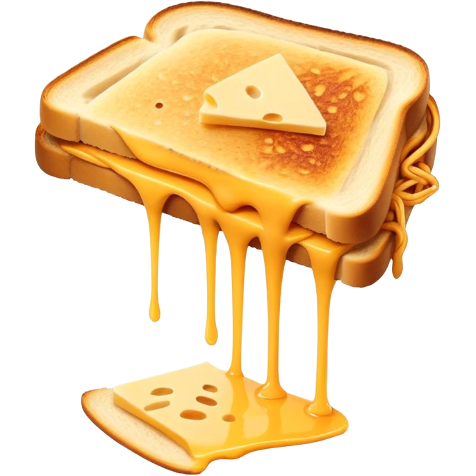 Half-eaten kaas tosti with cheese strings stretching emoji