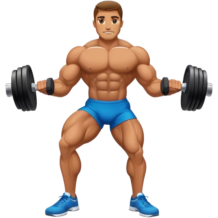 side-view bodybuilder dumbbell lunges emoji