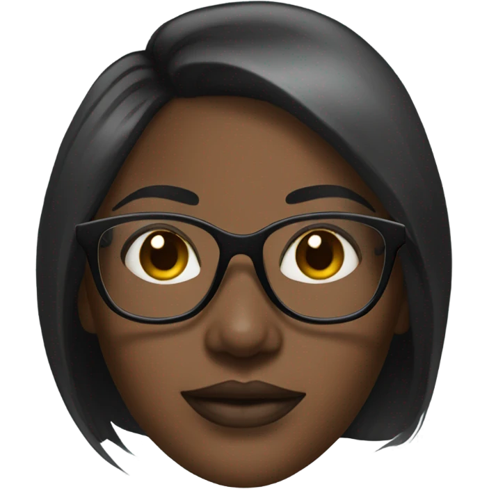 stylish dark-skinned female portrait straight hair and glasses emoji