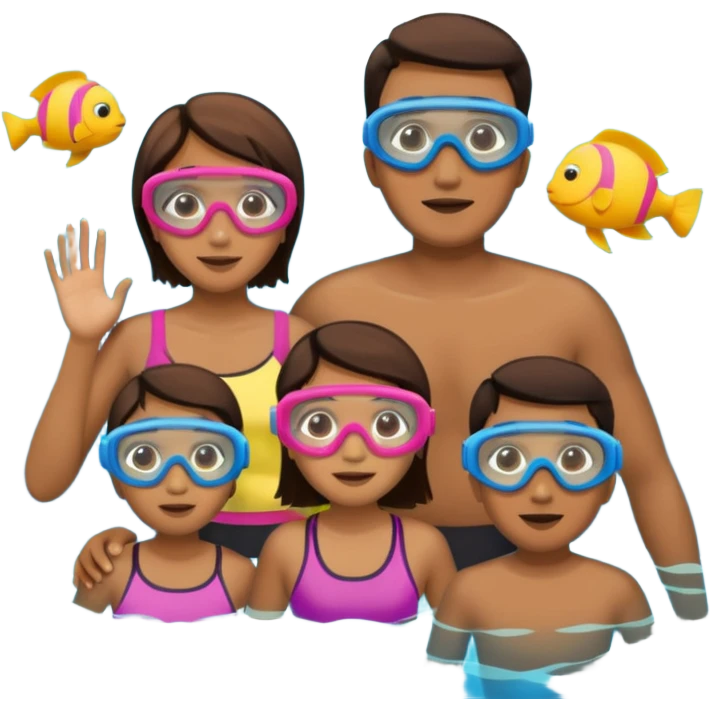 familia con gafas de snorkel emoji