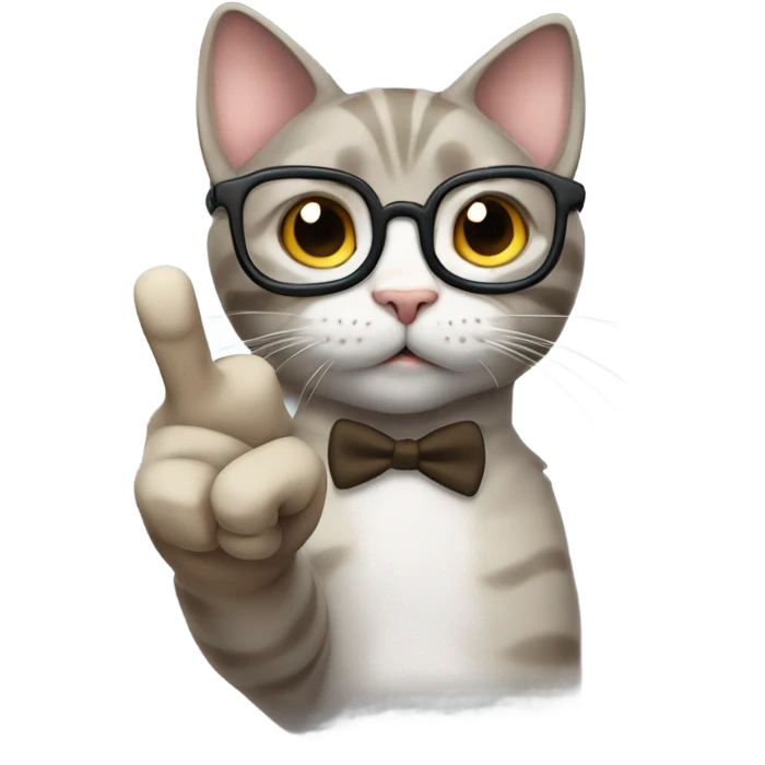 nerdy cat index finger  emoji