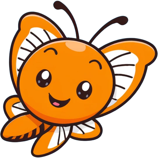 happy orange butterfly laughing emoji