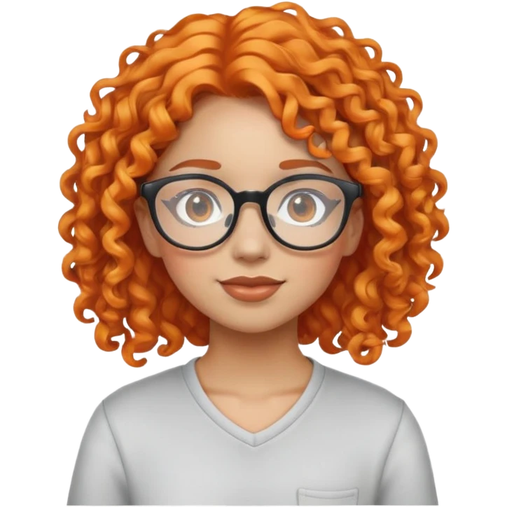 A iPhone emoji thats a girl with curly orange hair and clear glasses emoji