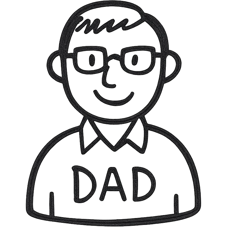 father, minimal line art, gentle and kind emoji