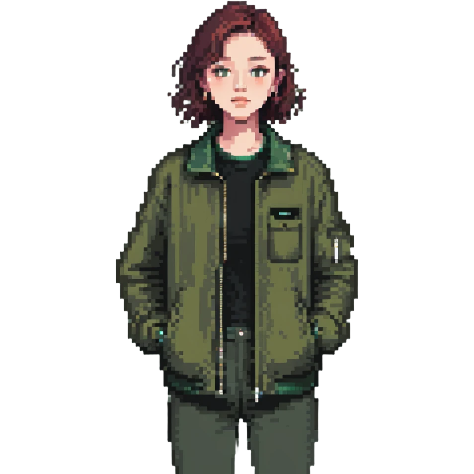 dark olive green jacket over a lighter green top emoji