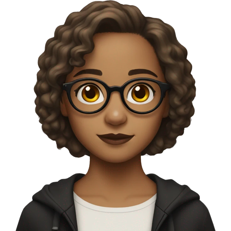 girl whith glasees, hear color black, skin white, and hearcut like this hermione granger   emoji