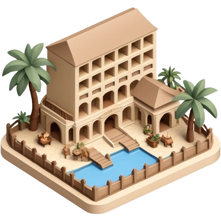Isometric exterior Walt Disney World Animal Kingdom safari resort hotel, dollhouse style 3D realistic  emoji