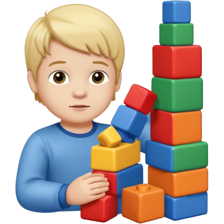 Toddler boy – stacking colorful building blocks.
 emoji
