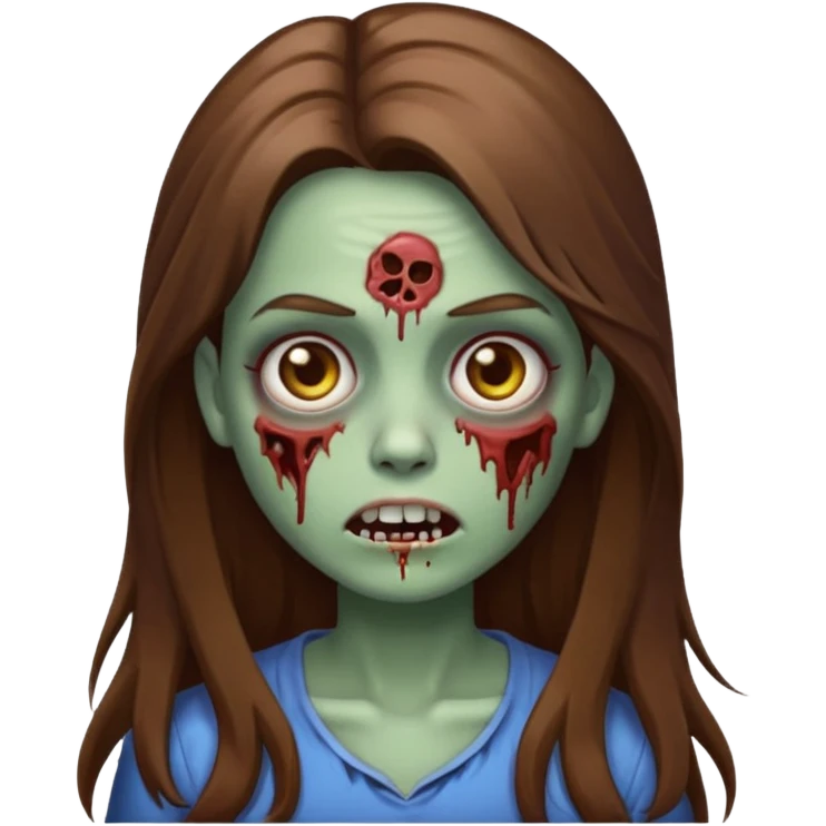 zombie emoji girl with long brown hair emoji