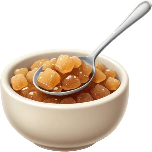 a spoonful of brown sugar, focus on the spoon and sugar, no text emoji