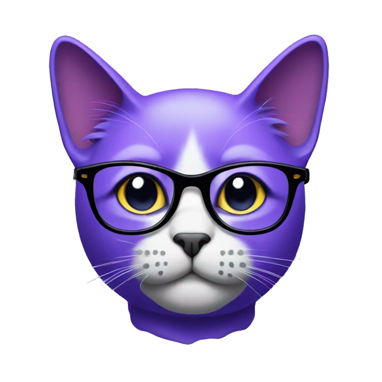 purple cat as designe, with glasses emoji
